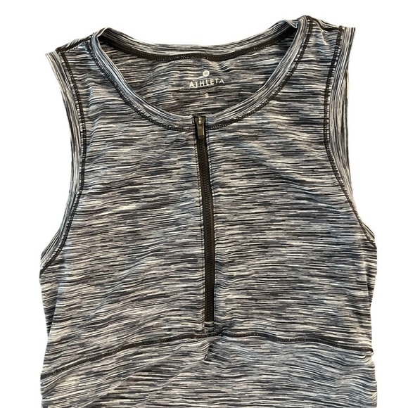 Athleta Gray Quarter Zip Tank With Ruched Sides, Size S - Picture 2 of 7
